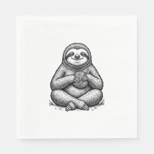 Vintage Sloth Knitting Engraving Shirt Design_1 Napkins