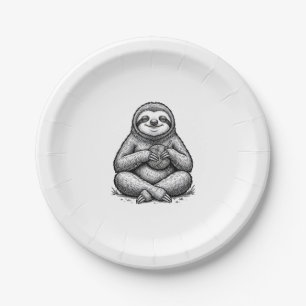 Vintage Sloth Knitting Engraving Shirt Design_1 Paper Plates