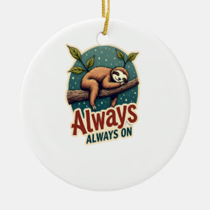 Vintage Sloth Lazy Quote Funny Energy Efficient De Ceramic Ornament