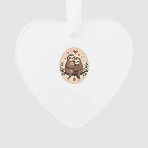 Vintage Sloth Love Retro Valentine Shirt 2 Ornament