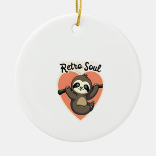 Vintage Sloth Lover Cute Retro Animal Design 2 Ceramic Ornament