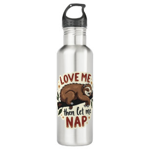 Vintage Sloth Quote Cute Sleepy Animal Design 2 Stainless Steel Water Bottle