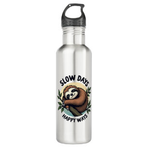 Vintage Sloth Quote Relaxed Nature Graphic 2 Stainless Steel Water Bottle
