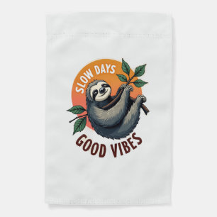 Vintage Sloth Quote Take Life Slow Retro Art 2 Garden Flag