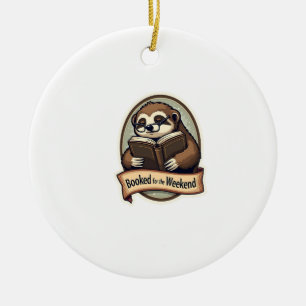 Vintage Sloth Reading Shirt Book Lover Design 2 Ceramic Ornament