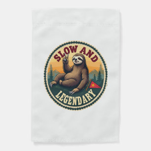 Vintage Sloth Shirt Funny Retro Slow and Legendary Garden Flag