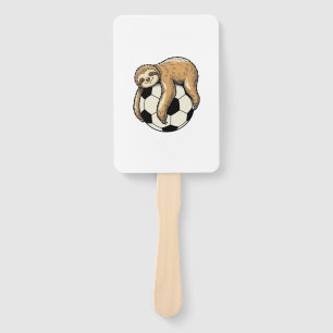 Vintage Sloth Soccer Ball Cute Animal Shirt Design Hand Fan