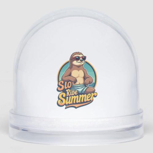 Vintage Sloth Summer Retro Beach Vibes Design 2 Snow Globe