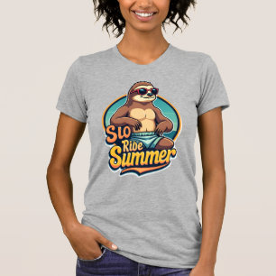 Vintage Sloth Summer Retro Beach Vibes Design 2 T-Shirt