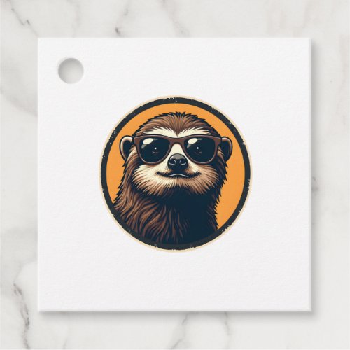 Vintage Sloth Sunglasses Retro Badge Art 2 Favor Tags