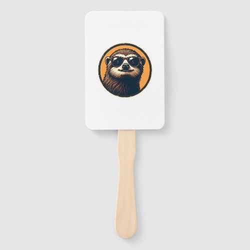 Vintage Sloth Sunglasses Retro Badge Art 2 Hand Fan