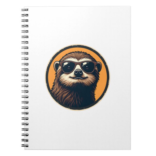 Vintage Sloth Sunglasses Retro Badge Art 2 Notebook (Front)