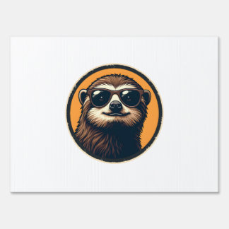Vintage Sloth Sunglasses Retro Badge Art 2 Sign