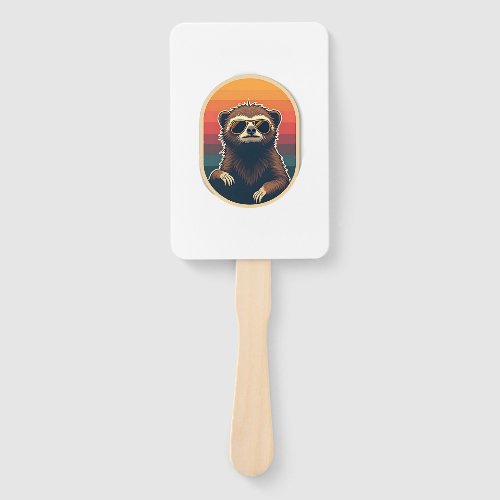 Vintage Sloth Sunglasses Retro Sunset Vector Art 2 Hand Fan