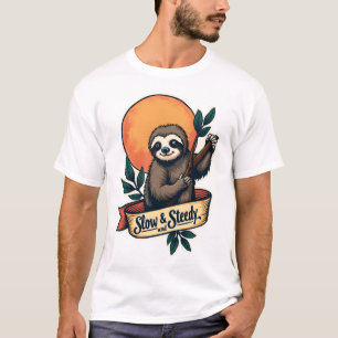 Vintage Sloth T-Shirt Slow and Steady Humor Design
