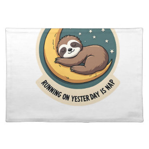 Vintage Sloth Tired Quote Funny Retro Animal Desig Cloth Placemat