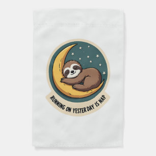 Vintage Sloth Tired Quote Funny Retro Animal Desig Garden Flag