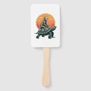 Vintage Sloth Turtle Retro Animal Ride Shirt 2 Hand Fan