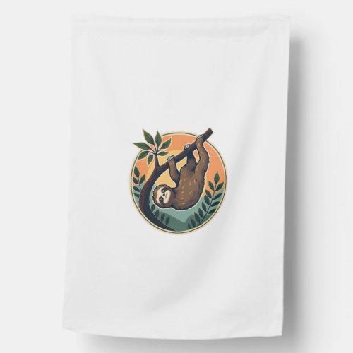 Vintage Sloth Vector Retro Wildlife Badge 2 House Flag