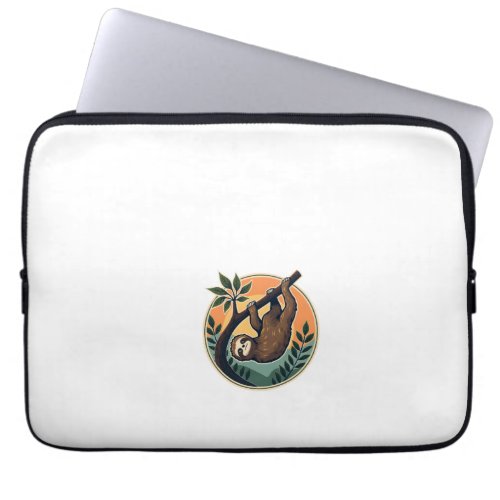Vintage Sloth Vector Retro Wildlife Badge 2 Laptop Sleeve