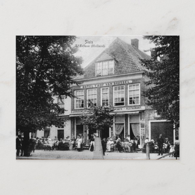 Vintage Sluis Holland Hotel Restaurant Postcard (Front)