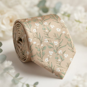 Vintage Small Daisies & Wildflowers Neck Tie