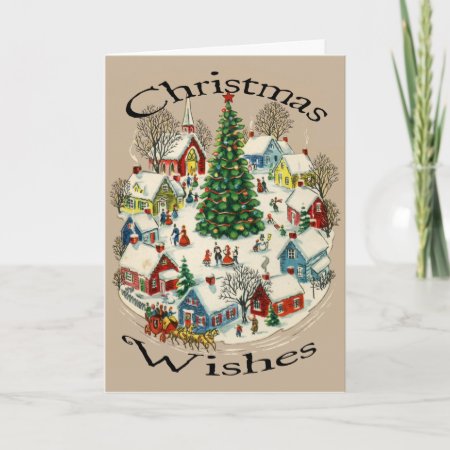 Vintage Small Town Christmas Card