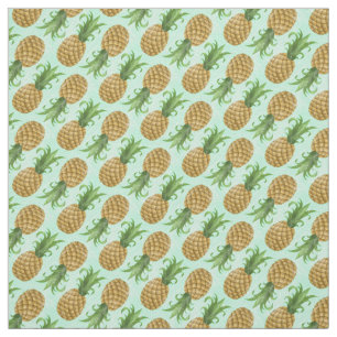 Vintage Small Tropical Hawaiian Pineapple Mint Fabric