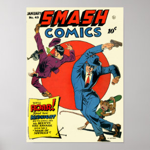 Vintage Smash Comics Superhero Crime Fighter Poster