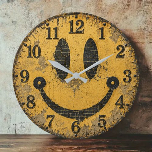 Vintage Smiley Face Large Clock