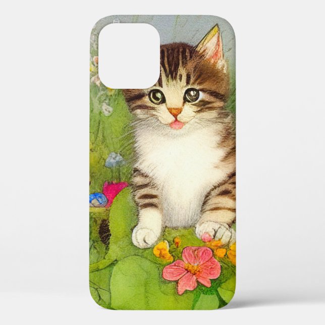 Vintage Smiling Cat Illustration Case-Mate iPhone Case (Back)