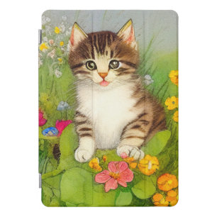 Vintage Smiling Cat Illustration iPad Pro Cover