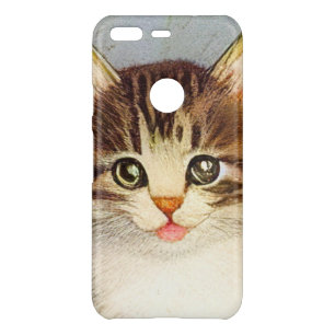 Vintage Smiling Cat Illustration Uncommon Google Pixel Case