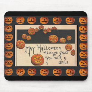 Vintage Smiling Halloween Jack o'Lanterns Mouse Pad