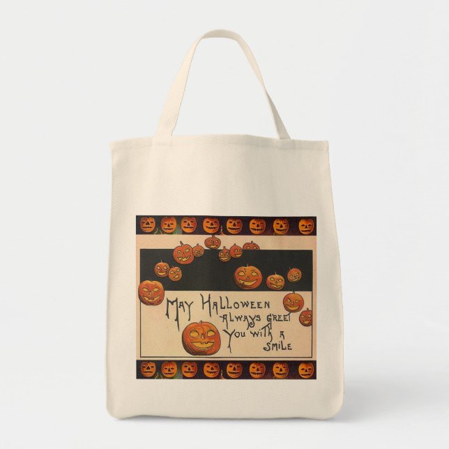 Vintage Smiling Halloween Jack o'Lanterns Tote Bag (Front)