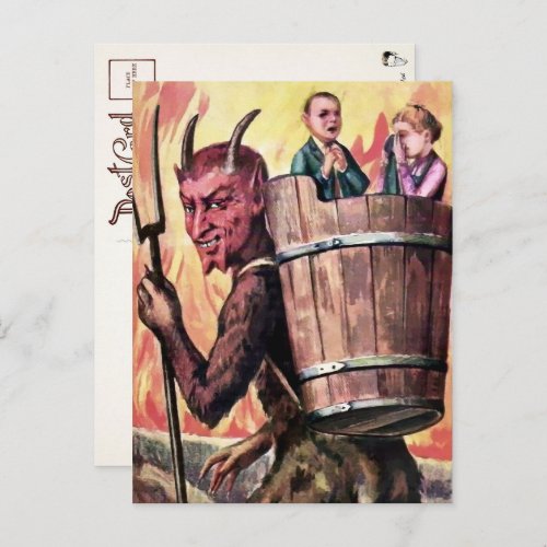 Vintage Smiling Krampus Postcard 