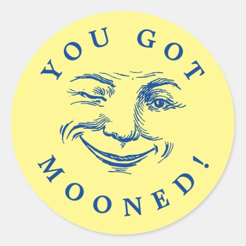 Vintage Smiling Moon Face Classic Round Sticker