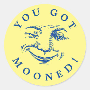 Vintage Smiling Moon Face Classic Round Sticker
