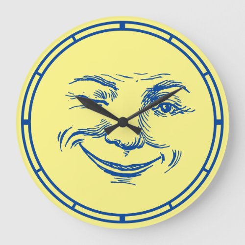 Vintage Smiling Moon Face Large Clock