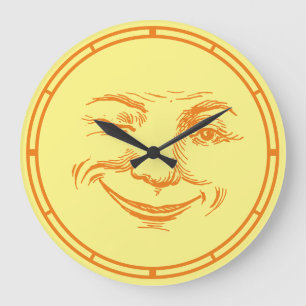 Vintage Smiling Moon Face Large Clock