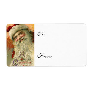Vintage Smiling Santa Christmas Gift Labels