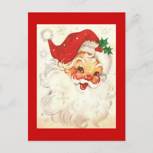 Vintage Smiling Santa Claus Holiday Postcard (Front)
