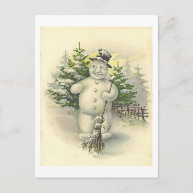Vintage Smiling Snowman Card (Front)