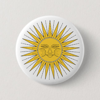 Vintage Smiling Sun Button