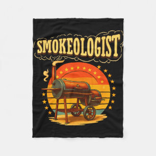 Vintage smokeologist pitmaster bbq smoker grilling fleece blanket