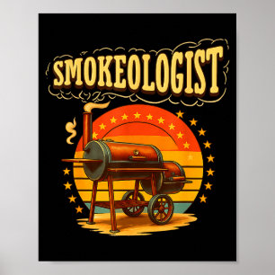 Vintage smokeologist pitmaster bbq smoker grilling poster