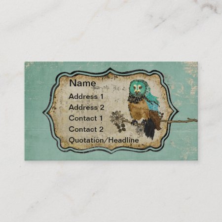 Vintage Smokey Rose Owl Business Card/tags Business Card