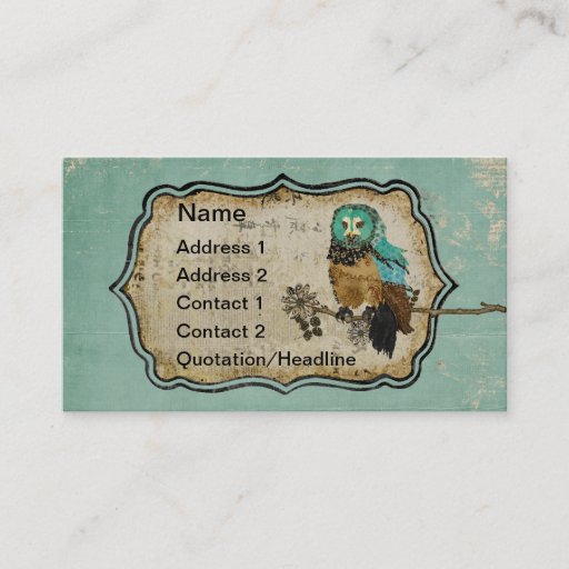 Customizable Vintage Smokey Rose Owl Business Card/Tags