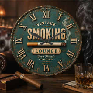 Vintage Smoking Lounge Large Clock