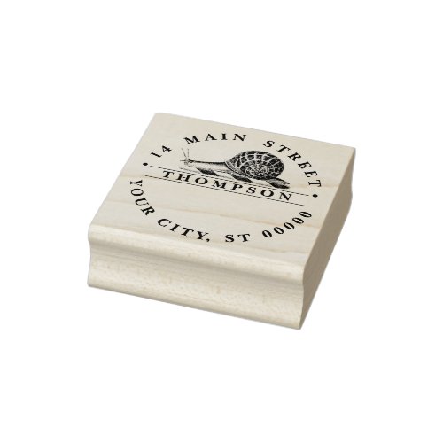 Vintage Snail Drawing Name Return Address  Rubber Stamp